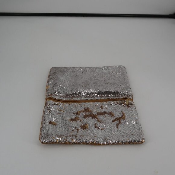 BCBGMaxAzria Silver Gold Sequin Clutch - Picture 5 of 10
